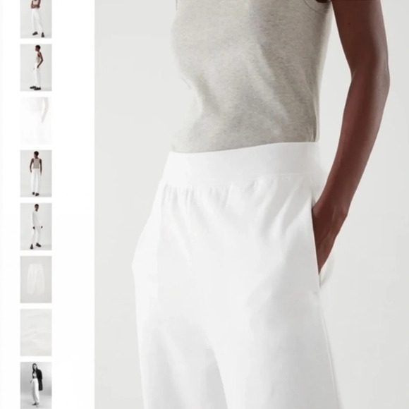 COS Elastic Waist Wide Leg Cotton Joggers Pants White Size 8 Casual - Picture 2 of 8